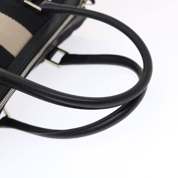 GUCCI GG Canvas Sherry Line Hand Bag Leather Black White Auth 49825 - Picture 7 of 16